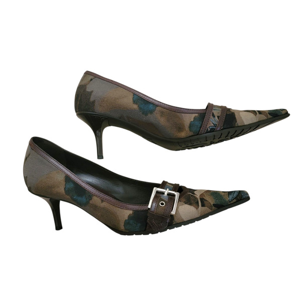 Christian Dior Vintage Galliano Camo Floral Pointed Toe Kitten Heels IT 36 US 6 - Picture 7 of 12